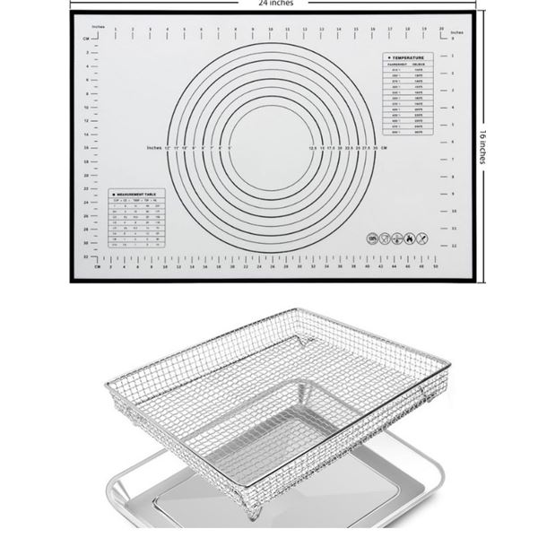 NEW Air Fryer Basket 11.8" x 12.4" & 7 pcs Silicone Pastry Dough Soraper (7 pcs)
