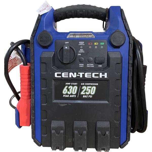 CEN-TECH 630 Peak Amp Portable Jump Starter & 250PSI Air Compressor - R.V. $99