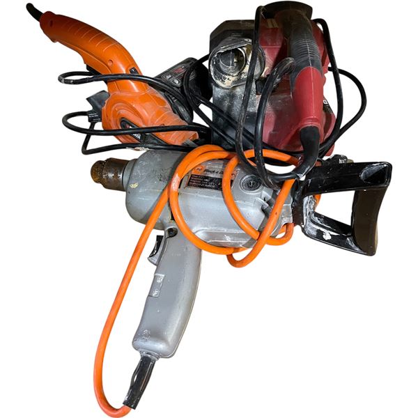 Group of 3 assorted Tools - includes Black + Decker Reversing Drill 1/2" & Powerfile Belt Sander/Ski