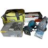 Image 1 : Large Group of assorted Tools - includes RYOBI Bag with Battery Charger & Accessories, Mirka Random 