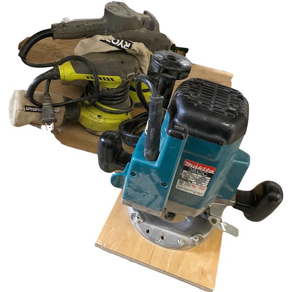 MAKITA 3612C Plunge Router, x2 RYOBI Orbit Sanders & Porter-Cable Sander