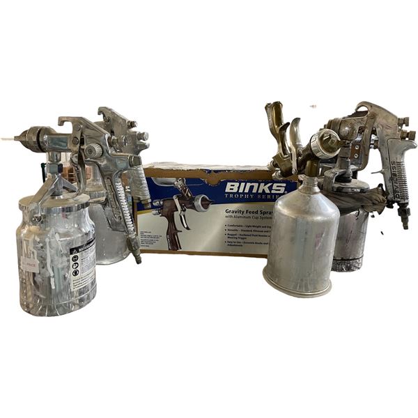 Bink's Gravity Feed Spray Gun & Group of 4 Siphon Feed Paint Spray Guns (Used Condition)