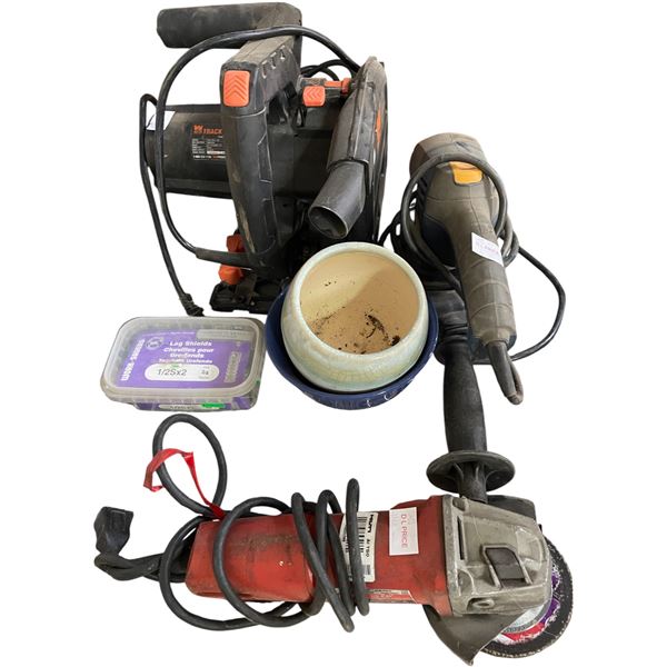 Group of 3 Tools - includes Hilti Corded Angle Grinder/ WEN Plunge Cut Track Saw & Chicago Finishing
