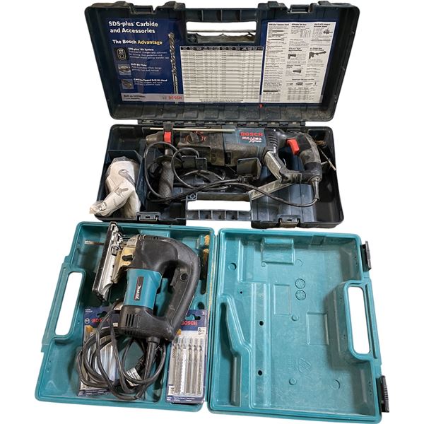 Group of  2 Tools - includes Bosch Bulldog Extreme 120V SDS-Plus Rotary Hammer & Makita Orbital Acti