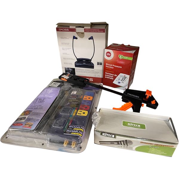 Group of NEW Items - includes Ritech Microphone RJ-4200, Blood Pressure Monitor, Power Cord & More