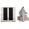 Image 1 : NEW Group of 2 Bedsure Long Sherpa Grey Blankets (52" x 31") & x2 Black Velvet Curtains