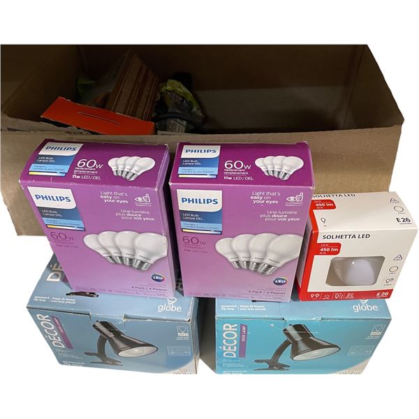 NEW Large Group of Bulbs & Desk Lamps - includes various models & Sizes