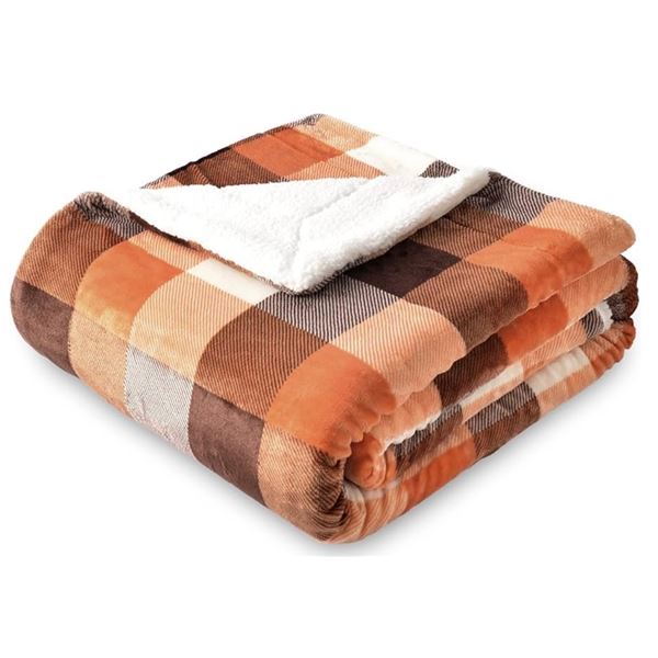 NEW Group of 2 Sochow 50" x 60" Sherpa Blankets - Orange
