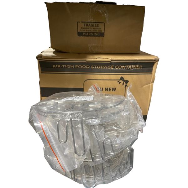 NEW Kitchen Storage Supplies Items - includes Airtight Food Storage Container Kit/ Glass Bottles/ x3