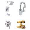 Image 1 : NEW Huntington Group of 3 EU Lavatory Faucet Chrome/Single Handle Tub Shower Faucet/Satin Nickel PVD