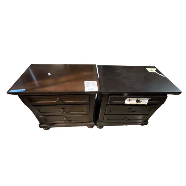 Walter Set of 2 Dark Wooden Modern Nightstands - approx. 28" x 18 x 30" (Colours may slightly vary -