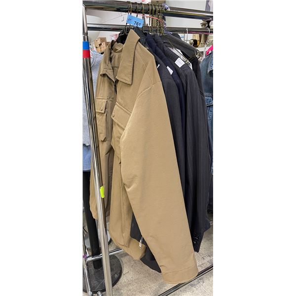 Rack of Clothes - includes 12 assorted pcs, includes Levi Strauss Jean/ ZARA Leather Jacket/Essentia