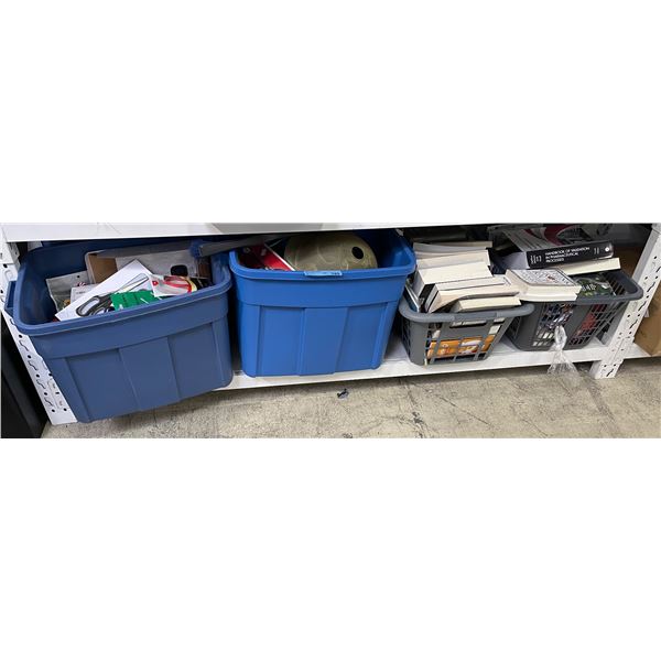 Group of 4 bins full of Books/ NEW Items, Office Supplies/ Tools & More (Bins are not included - Ple