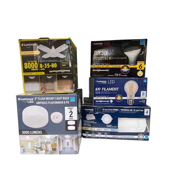NEW Group of 5 Misc. Light Bulbs - includes LED A19 Filament/BR30/LEAD 4" Panel & More