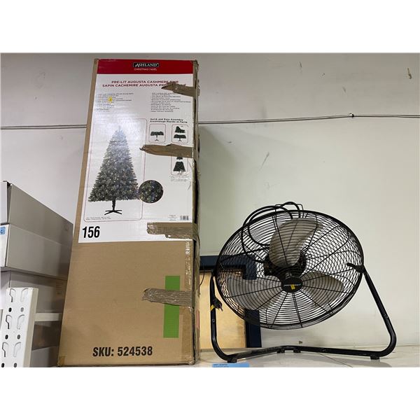 Mastercraft Industrial Fan & Ashland Pre-Lit Augusta Cashmere Christmas Pine (Open Box)