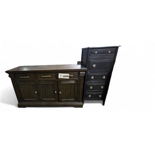 Group of 2 Furniture - includes Sideboard & Antique Black Drop-Front Secretary