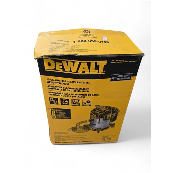 Dewalt 10 Gallon Stainless Steel Industrial Vacuum - in Box (Not Tested - Content unknown)