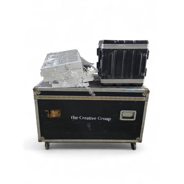 Group Lot of Road Equipment Case/Red Tool Box/White shelving & More