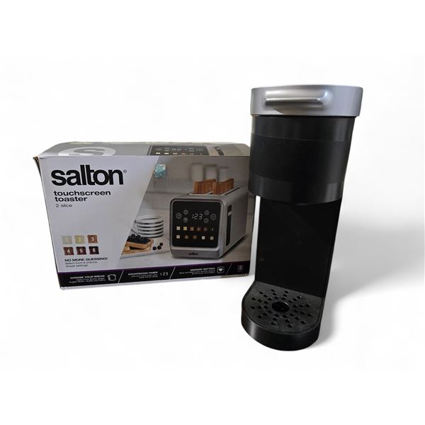 Group of 2 - Salton Touchscreen Toaster (used condition) & Keurig Coffee Machine