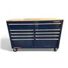 Image 1 : Husky Standard-Duty 52 inch W 9-Drawer Mobile Workbench with Solid Wood Top in Gloss Blue