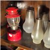 Image 3 : 3 Shelves of Frosted Lamp Shades, Tea Pot, Coffee Maker, Glasses, Etc.