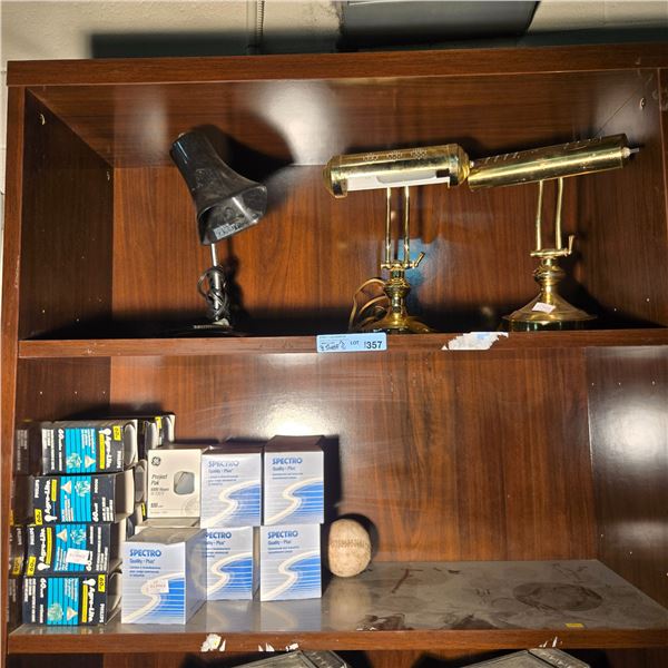 2 Shelves of Table Lamps, Lightbulbs, Etc.