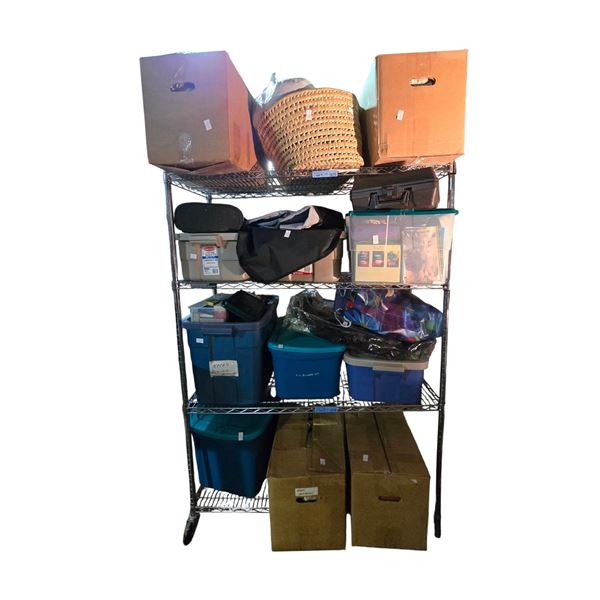 2 Shelves of Misc - Christmas Decor, Cast Boot, Vintage Electric Coffee Maker, Etc.