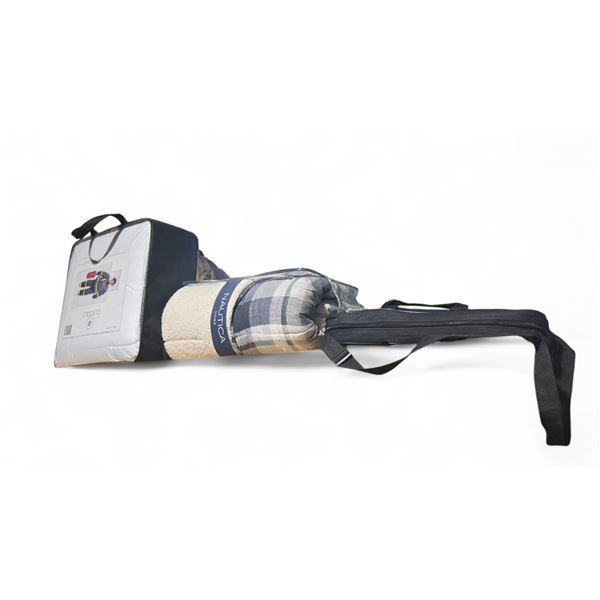 Shelf lot of Misc - Home Nautica Blanket, Firefighter Blanket, Tots of Misc, Etc.