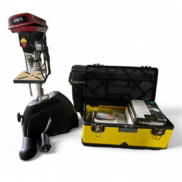 SKIL Bench-Top Drill Press, Mini Pedal Exerciser, Stanley Toolbox w/ Hardware, Etc.
