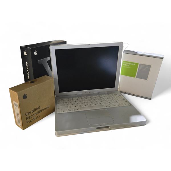 Group of Apple Products - MacBook M6497, Mac OS X Panther, 12in iBook, Etc.