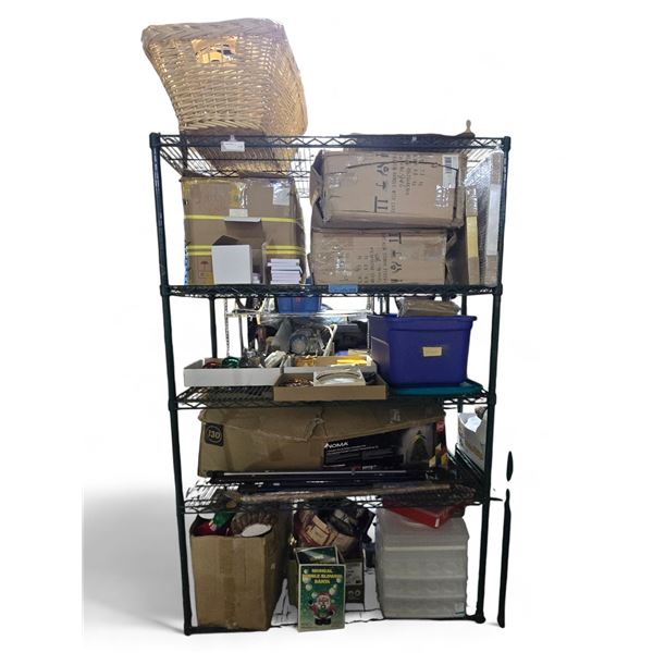 Rack of Misc - Various Vintage Ashtrays, Canes, Christmas Decor, Picture Frames, Etc.