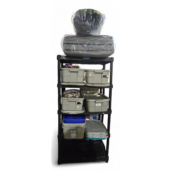 Group of Misc Totes w/Contents - Foam Underlayment, Christmas Decor, Decorations, Parts, Ash Trays, 