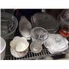 Image 3 : Shelf lot of Assorted Plates, Serving Tray, Cups/Mugs, Casserole Dishes, Etc.