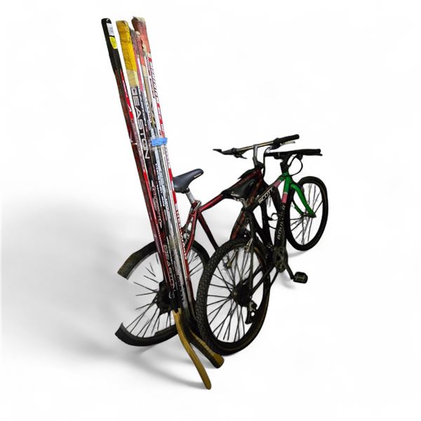 Group of Various Hockey Sticks & Bikes