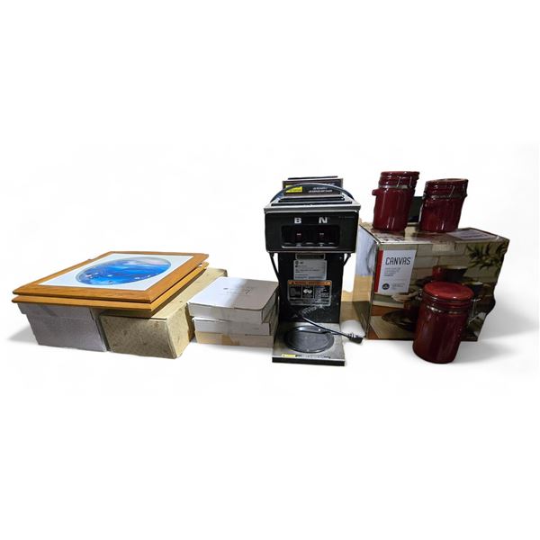 Misc Contents of Misc - Coffee Machine, Storage Jars, Frame Pictures, Plates, Etc.
