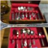 Image 2 : Silverplate Flatware & Serving Utensils Set in Wooden Case