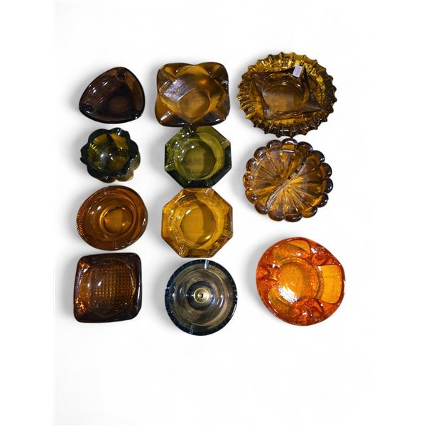 Group of Vintage Colored Glass Ashtrays