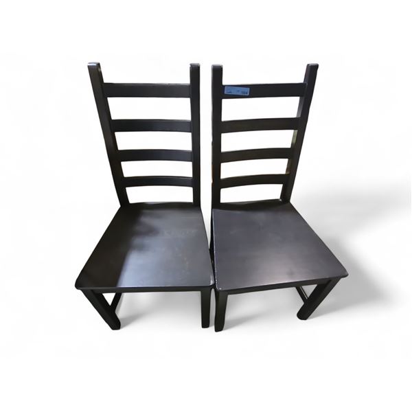 Group of 2 Dark Wood Dining Chairs