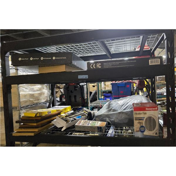 2 Shelves of Misc - Framed Pictures, CD/DVD Label Maker, Lightbox, Lights, Heater Fan, Shot Glasses,