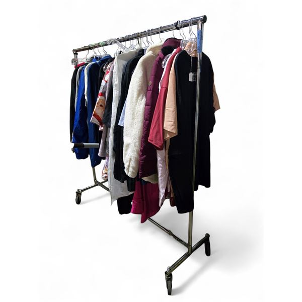 Rack of Various Clothing - Sweaters, Jackets, Shirts