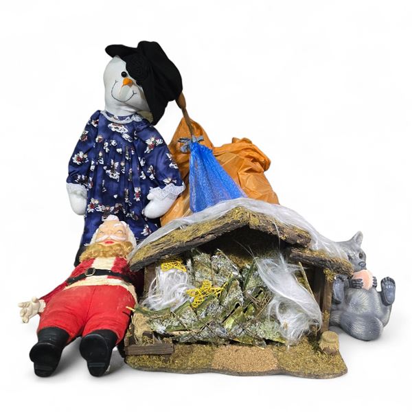Group of Various Decorations - Snowman, Santa Claus, Animal Figure, Etc.