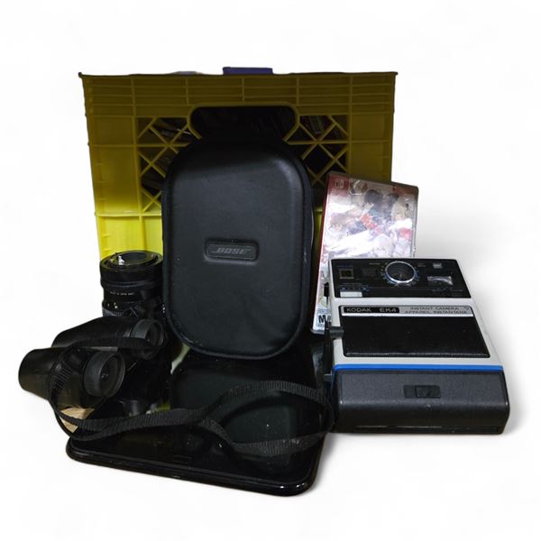 Group of Misc - Kodak EK4, Bose Headphones, Binoculars, Camera Lens, Books, Etc.