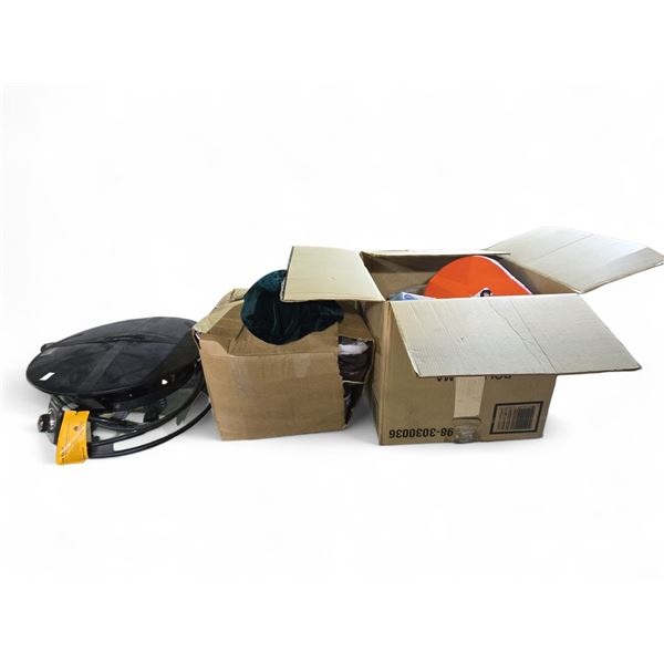Group of Misc - Kickboards, Outland Firebowl Portable Propane Fire Pit, Bop Gloves, Etc.