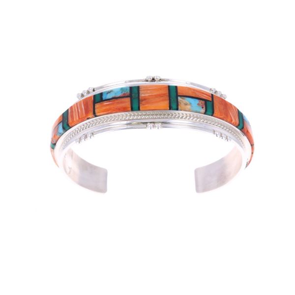 Navajo Joan Douglas Sterling Silver Inlay Bracelet