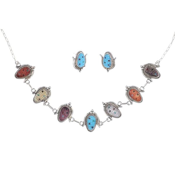 Zuni Tracy Bowekaty Sterling Turquoise Necklace