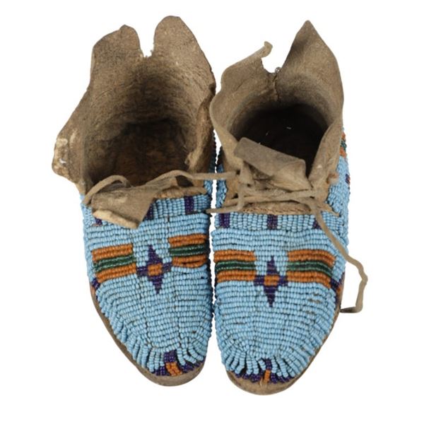 C. 1870 Northern Cheyenne Beaded Buffalo Moccasins