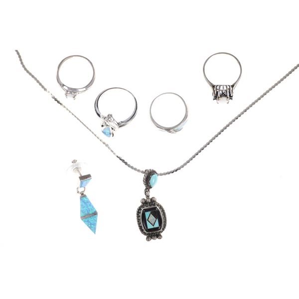 Sterling Silver Variety Opal, Topaz, & Jet Jewelry