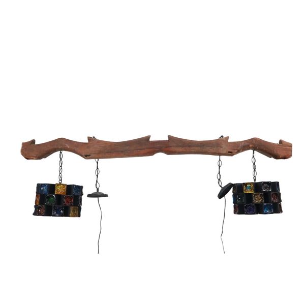 Ca. 1973 Custom Guatemalan Ox Yoke Ceiling Light