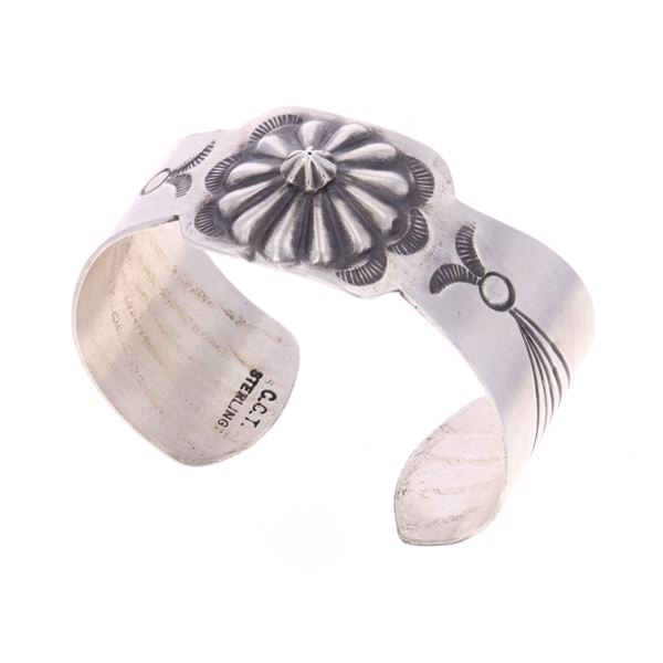 Navajo Repousse & Old Stamped Bracelet - Signed