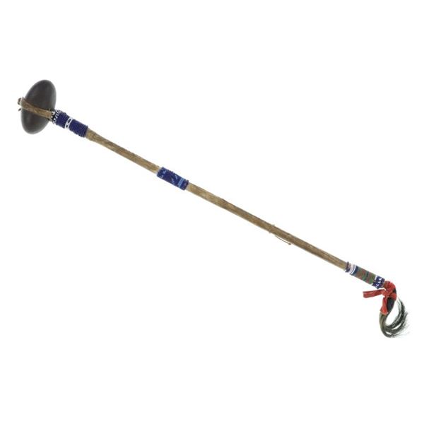 19th-Century Plains Beaded Bi-Point Stone War Club